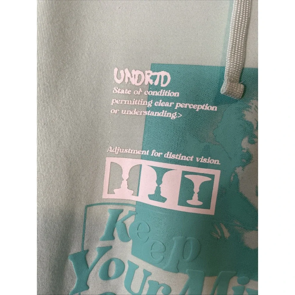 UNDRTD Large Mint Graphic Hoodie Pullover Streetwear Focus Print